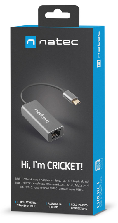ADAPTADOR NATEC CRICKET USB-C 3.1 A ETHERNET RJ45 1GB - detalle