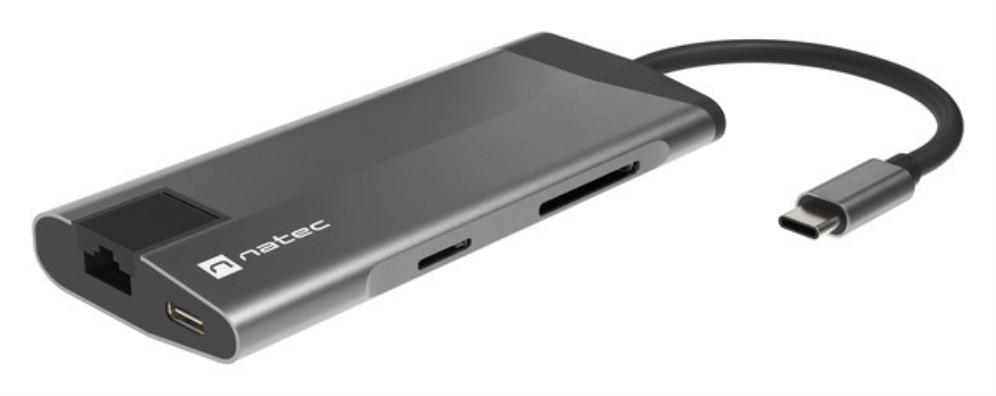 ADAPTADOR NATEC FOWLER PLUS USB-C->3XUSB 3.0,HDMI 4K,USB-C PD,RJ45,SD,MSD - detalle