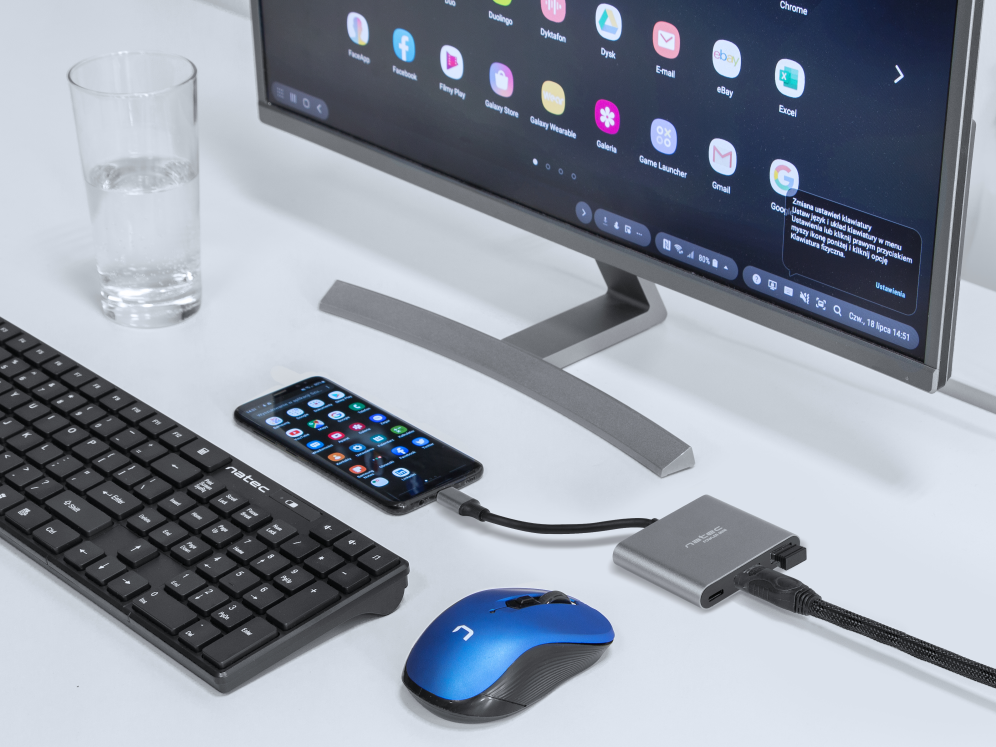 ADAPTADOR NATEC MULTIPUERTO USB-C A USB 3.0 HDMI 4K - detalle