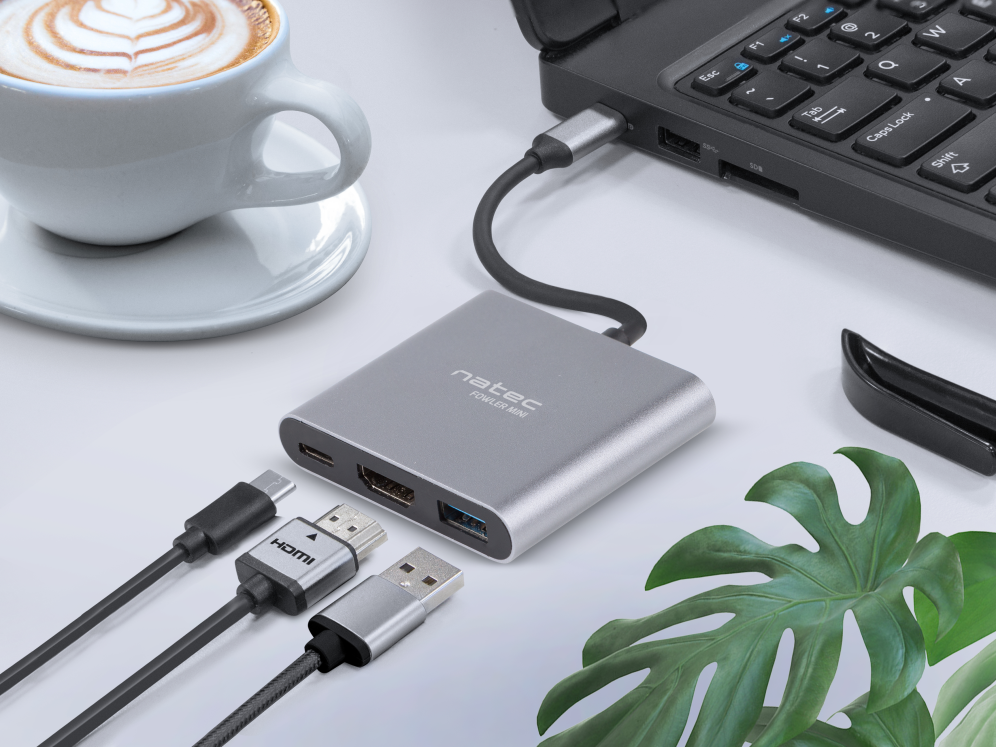 ADAPTADOR NATEC MULTIPUERTO USB-C A USB 3.0 HDMI 4K - detalle