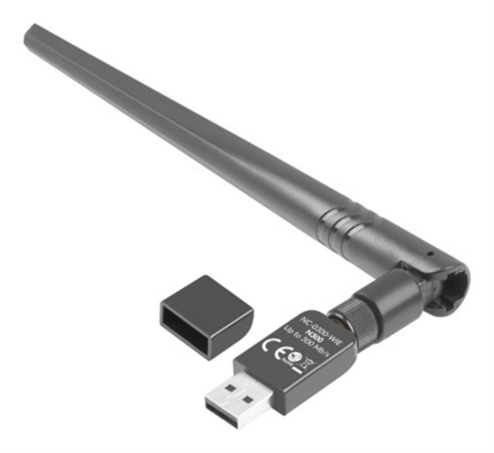 ADAPTADOR RED LANBERG USB WIFI 300 MB/S CON ANTENA - detalle