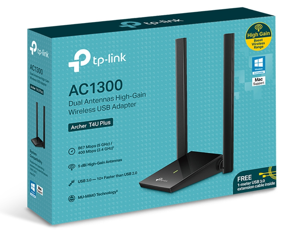 ADAPTADOR RED TP-LINK AC1300 DUAL ANTENA USB - detalle