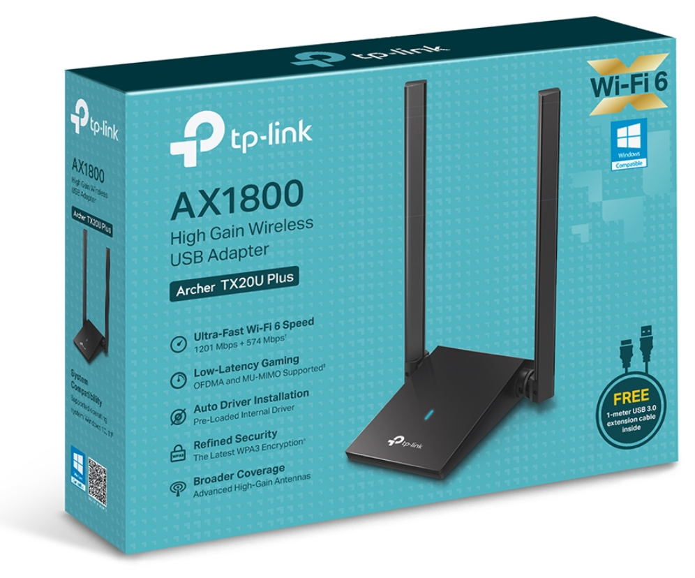 ADAPTADOR TP-LINK AX1800 DUAL BAND HIGH GAIN WIFI USB - detalle
