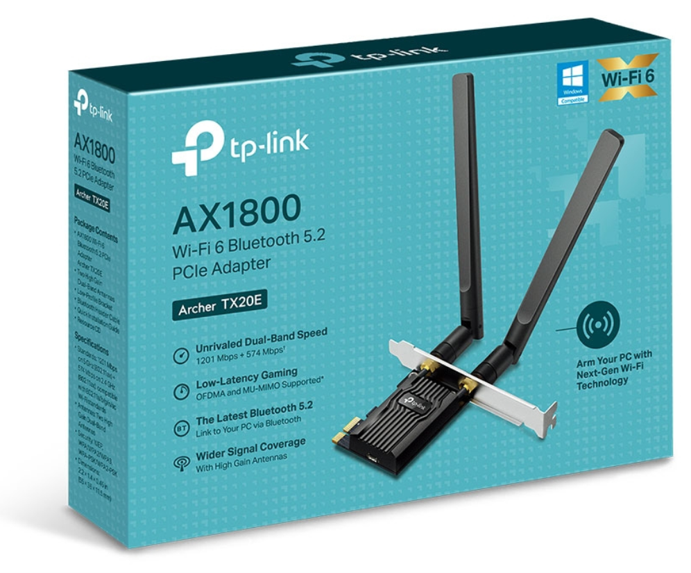 ADAPTADOR TP-LINK AX1800 WIFI6 PCI-E BLUETOOTH 5.2 - detalle