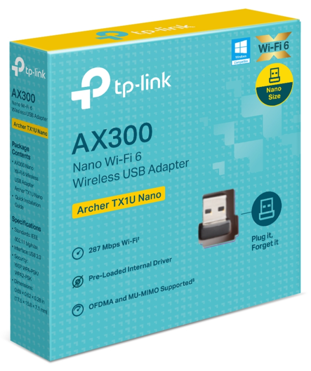 ADAPTADOR TP-LINK AX300 NANO WI-FI 6 USB - detalle