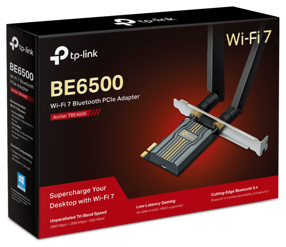 ADAPTADOR TP-LINK BE6500 TRI-BAND WI-FI 7 BLUETOOTH PCI - detalle