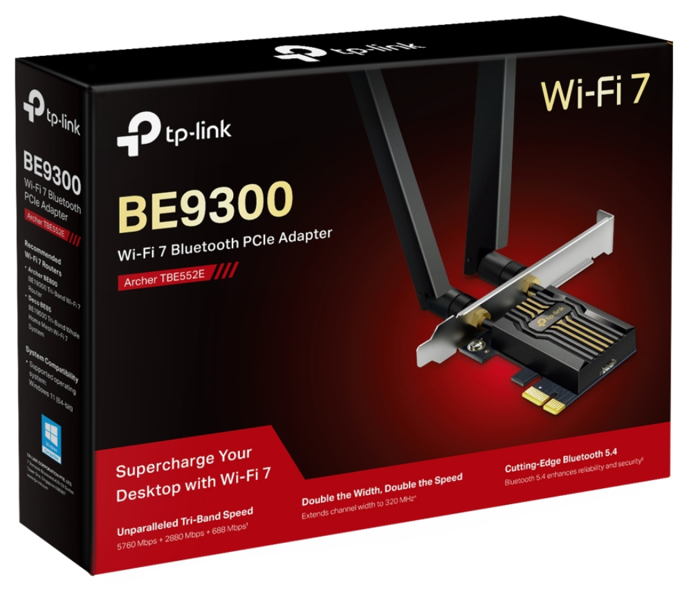 ADAPTADOR TP-LINK BE9300 TRI-BAND WI-FI 7 BLUETOOTH PCI EXPRESS - detalle