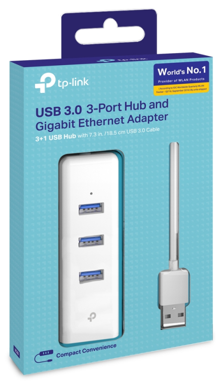 ADAPTADOR TP-LINK USB 3,0 A ETHERNET GIGA CON 3 PORT USB 3.0 - detalle