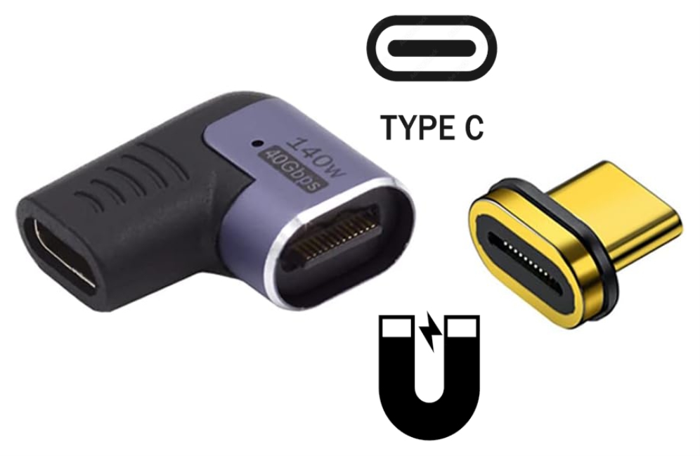 ADAPTADOR USB-C EWENT MACHO-HEMBRA MAGNETICO PD140W PURPURA - detalle