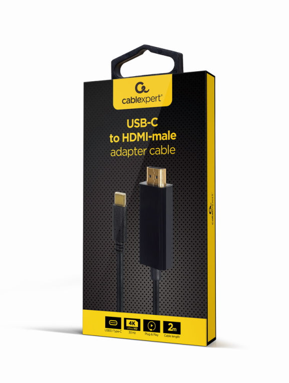 Gembird A-CM-HDMIM-01 adaptador de cable de vídeo 2 m USB Tipus C HDMI Negre