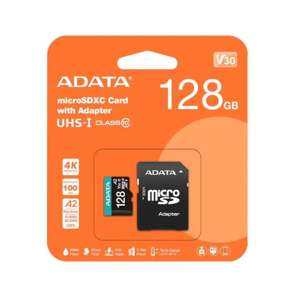 ADATA microSDXC/SDHC UHS-I U3 128GB c/adapt - detalle