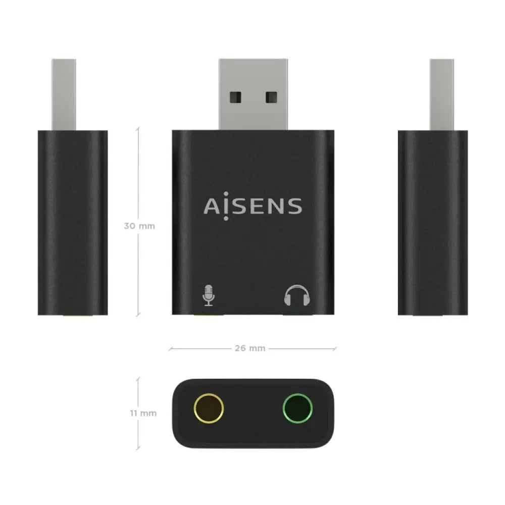 Adaptador de cable AISENS A106-0768 para cambiar género, con conectores de 3.5 mm, para cables de audio.
