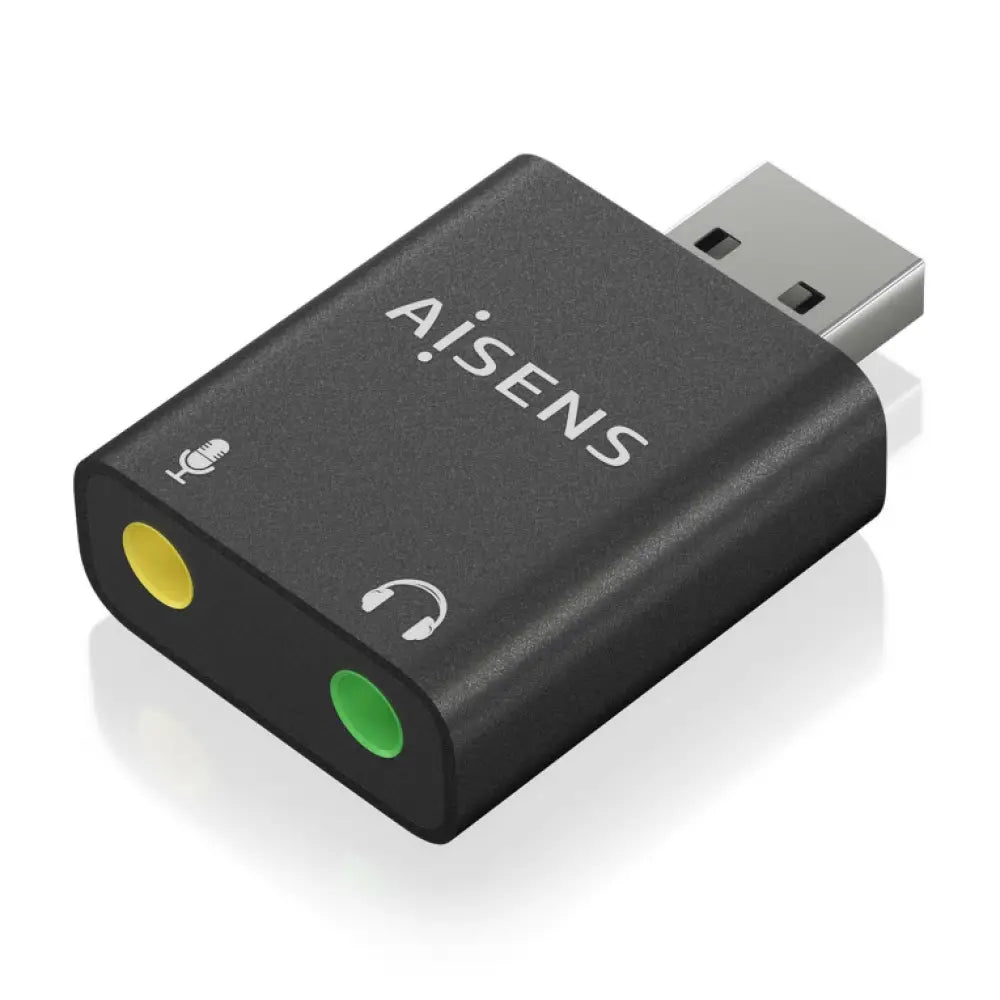 Adaptador de cable AISENS A106-0768 para cambiar género de conector 2x 3.5 mm, en color negro, con conectores hembra y macho