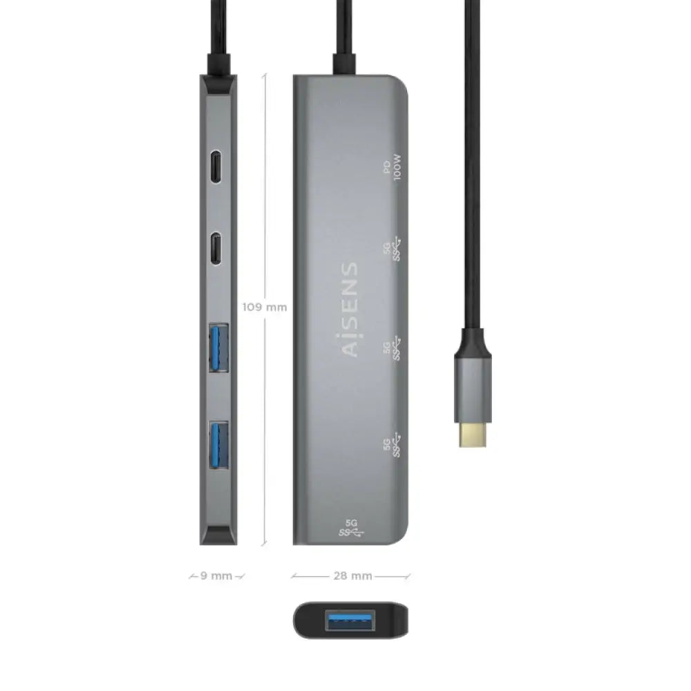 AISENS A109-0857 hub de interfaz USB 3.2 Gen 1 (3.1 Gen 1) Type-C 5 Mbit/s - detalle