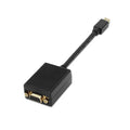Adaptador de cable de vídeo AISENS A125-0135, Mini DisplayPort a VGA negro, longitud 0.15 m, para conectar dispositivos de vídeo.