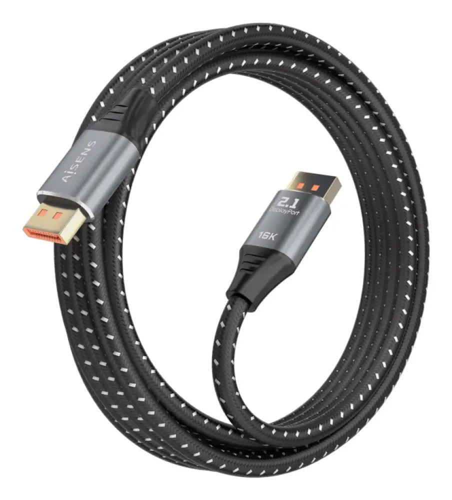 Cable DisplayPort AISENS A158-0903 de 2 m, con conectores lisos y duraderos, para conectar pantallas y dispositivos de audio y video.