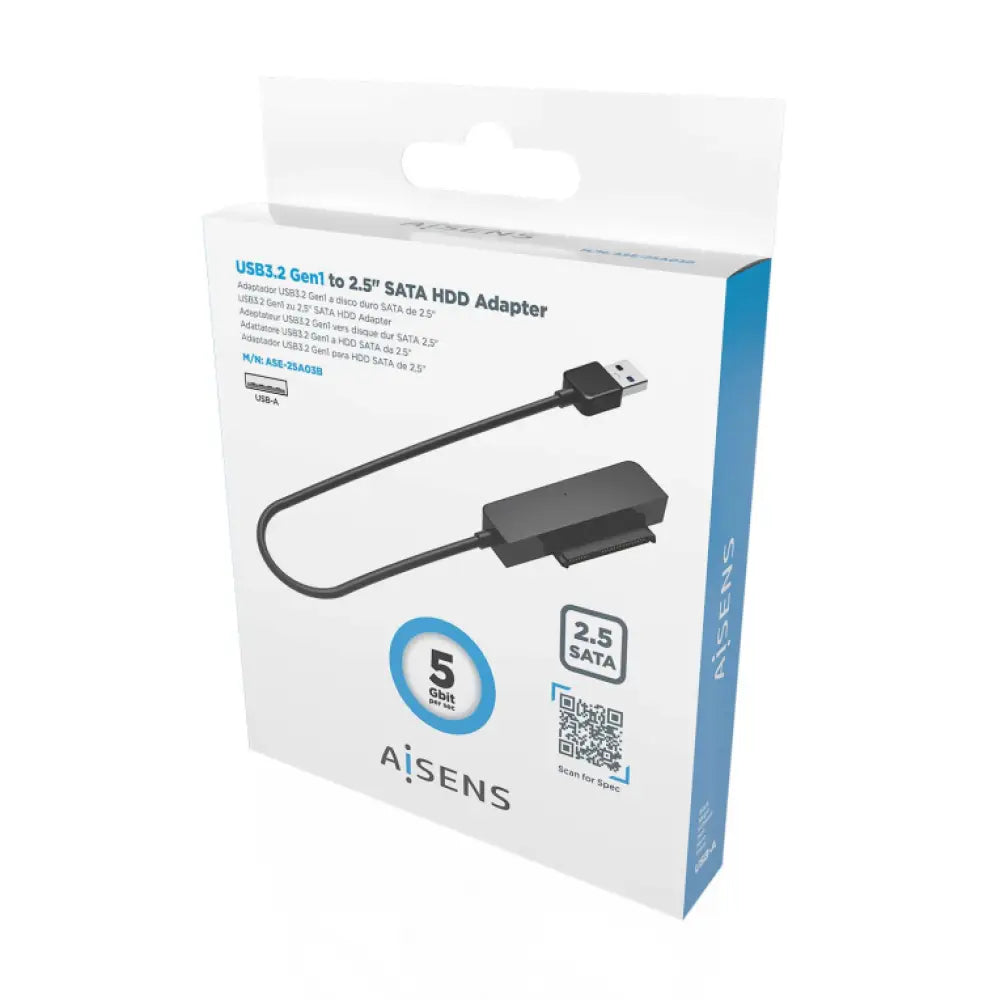 AISENS Adaptador SATA a USB-A USB3.0/USB3.1 Gen1 para Discos Duros 2.5?. Negro - detalle