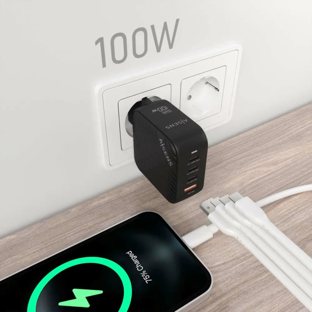 AISENS ASCH-100W4P029-BK cargador de dispositivo móvil Universal Corriente alterna Carga rápida Interior - detalle