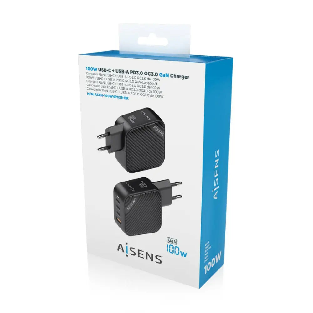 AISENS ASCH-100W4P029-BK cargador de dispositivo móvil Universal Corriente alterna Carga rápida Interior - detalle