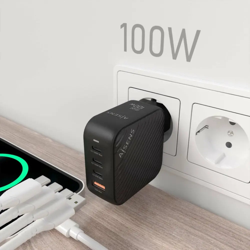 AISENS ASCH-100W4P029-BK cargador de dispositivo móvil Universal Corriente alterna Carga rápida Interior - detalle