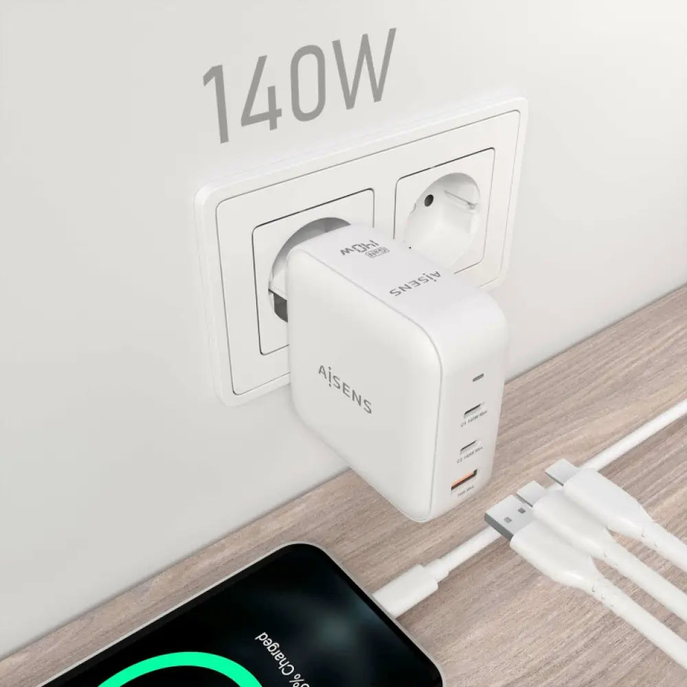AISENS ASCH-140W3P030-W cargador de dispositivo móvil Universal Corriente alterna Carga rápida Interior - detalle