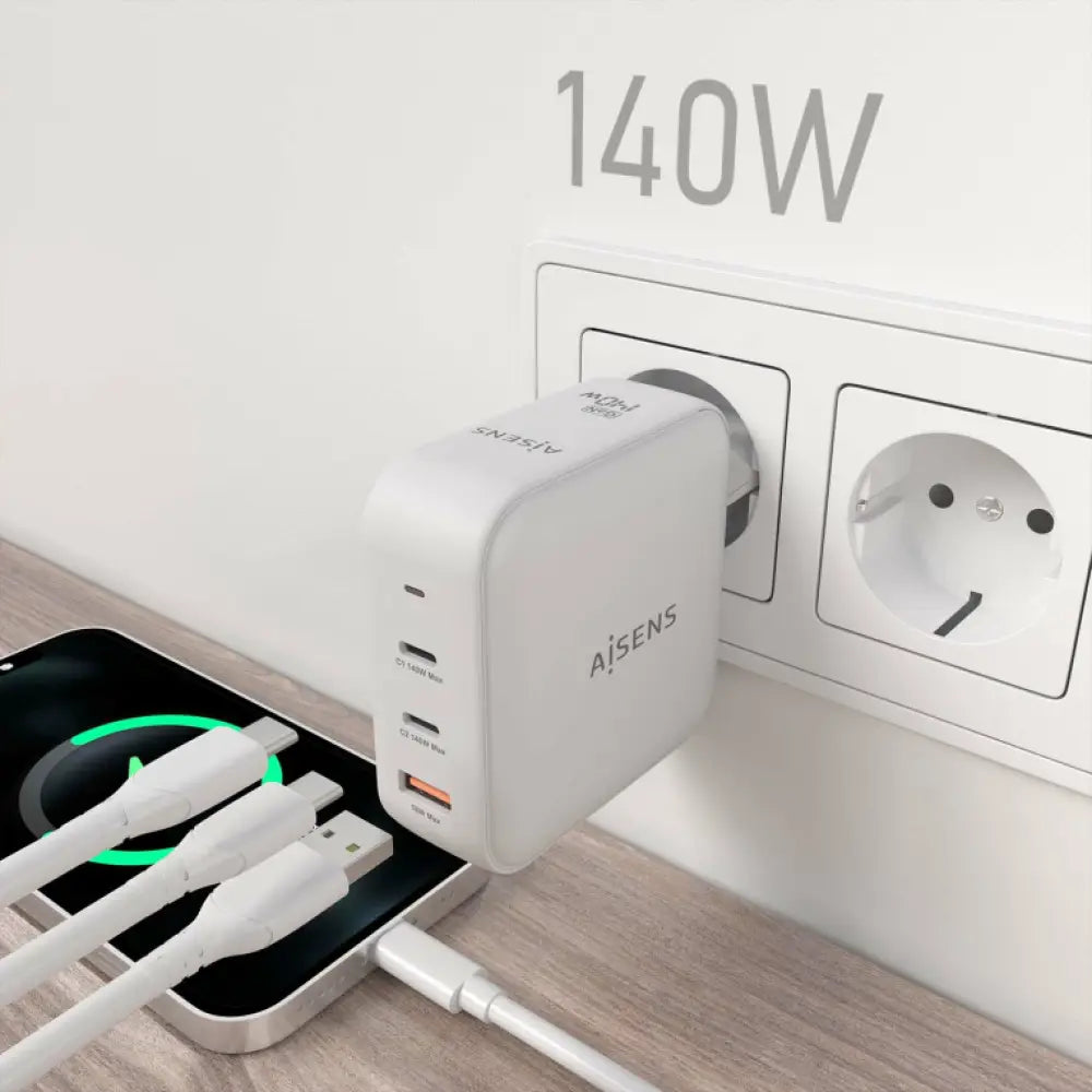 AISENS ASCH-140W3P030-W cargador de dispositivo móvil Universal Corriente alterna Carga rápida Interior - detalle