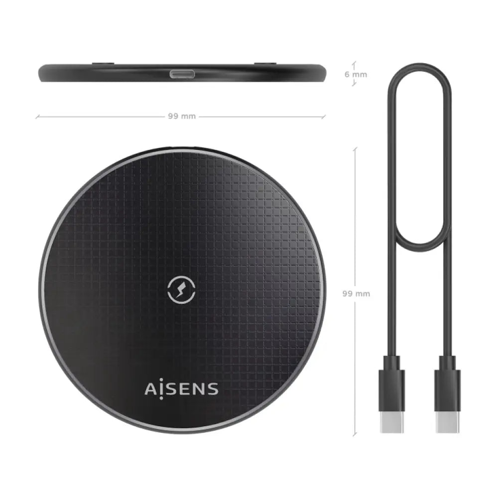 AISENS ASCH-15W1WC058-BK cargador de dispositivo móvil Smartphone Cargador inalámbrico Interior - detalle