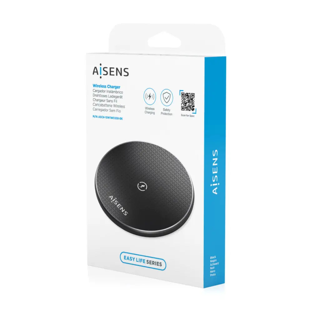 AISENS ASCH-15W1WC058-BK cargador de dispositivo móvil Smartphone Cargador inalámbrico Interior - detalle