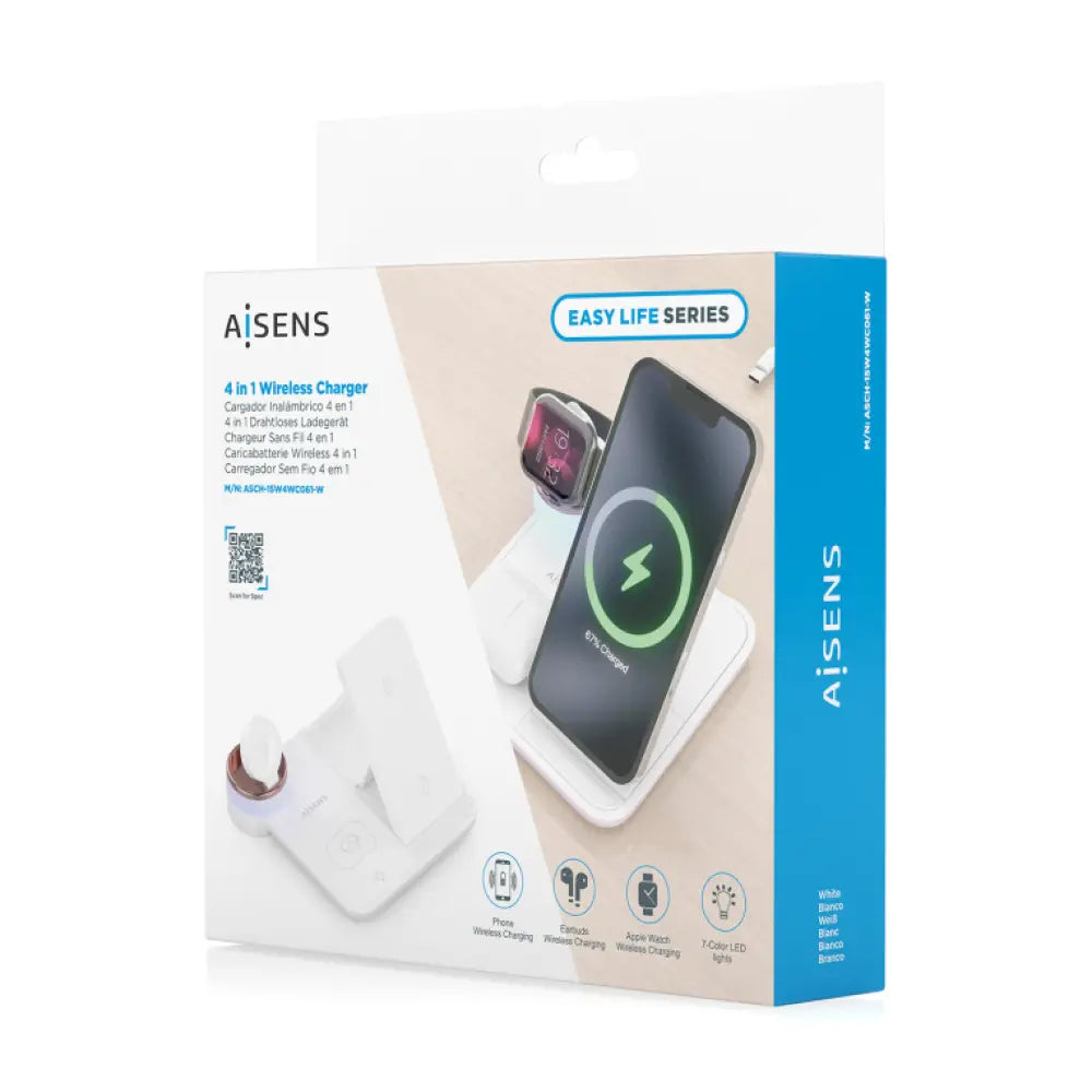 AISENS ASCH-15W4WC061-W cargador de dispositivo móvil Auriculares. Smartphone. Reloj inteligente Cargador inalámbrico Interior - detalle