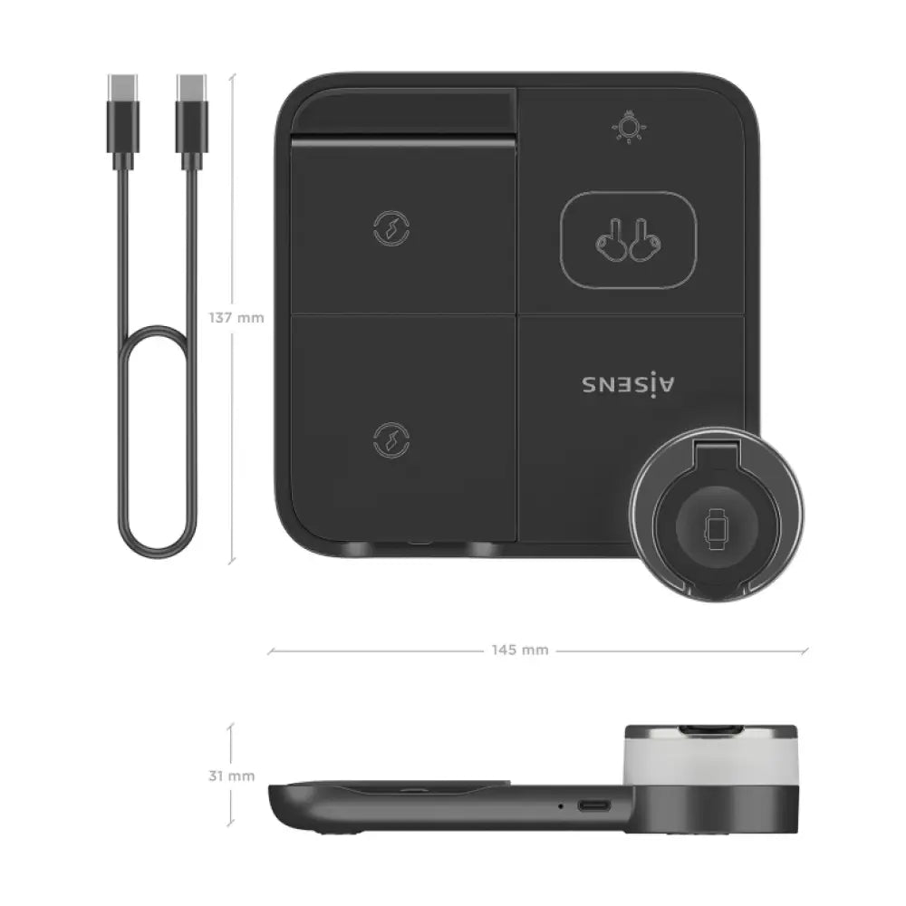 AISENS ASCH-15W4WC062-BK cargador de dispositivo móvil Auriculares. Smartphone. Reloj inteligente Cargador inalámbrico Interior - detalle
