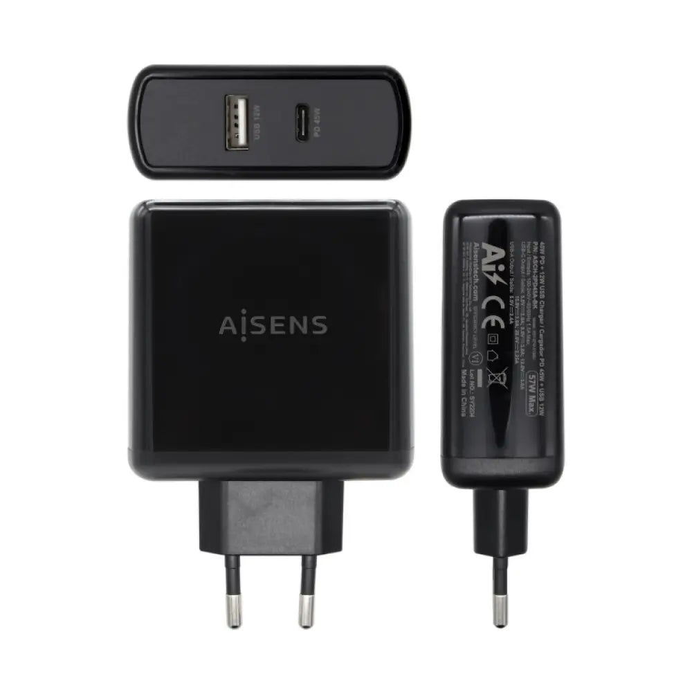 AISENS ASCH-2PD45A-BK cargador de dispositivo móvil GPS. Mando para videojuegos. MP3. MP4. Teléfono móvil. Portátil. Smartphone. Tableta Negro Corriente alterna Carga rápida Interior - detalle