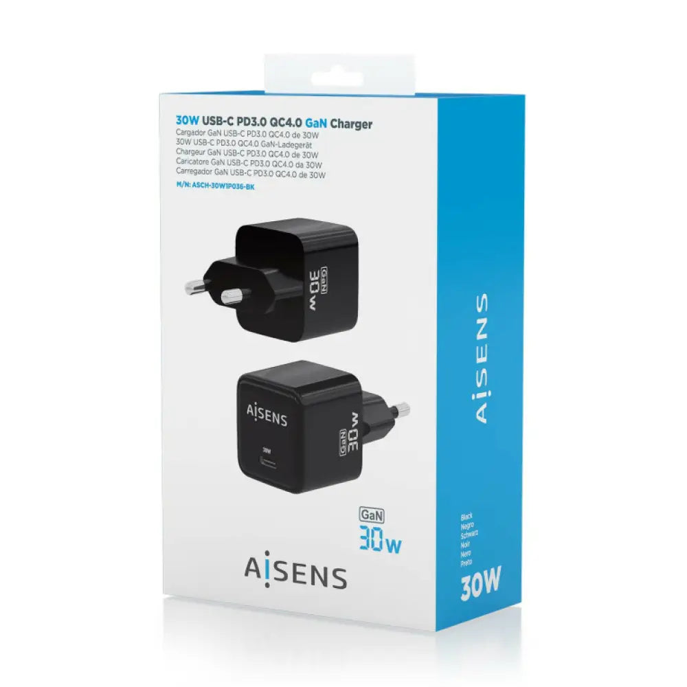 AISENS ASCH-30W1P036-BK cargador de dispositivo móvil Universal Corriente alterna Carga rápida Interior - detalle