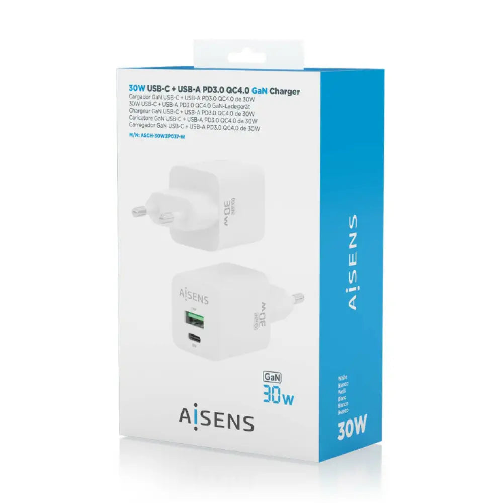 AISENS ASCH-30W2P037-W cargador de dispositivo móvil Universal Corriente alterna Carga rápida Interior - detalle