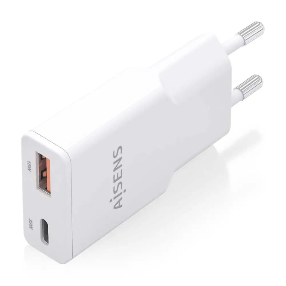 AISENS ASCH-30W2P046-W cargador de dispositivo móvil Cámara digital. MP3. MP4. Teléfono móvil. Navegante. Portátil. Consola de juegos portátil. Smartphone. Tableta. Universal Blanco Corriente alterna Carga rápida Interior - detalle