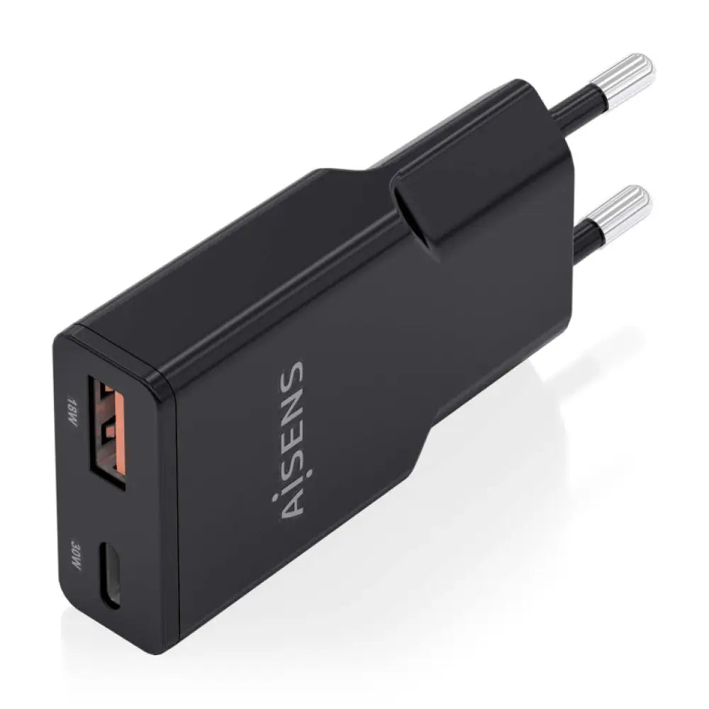 AISENS ASCH-30W2P047-BK cargador de dispositivo móvil Cámara digital. MP3. MP4. Teléfono móvil. Navegante. Portátil. Consola de juegos portátil. Smartphone. Tableta. Universal Negro Corriente alterna Carga rápida Interior - detalle