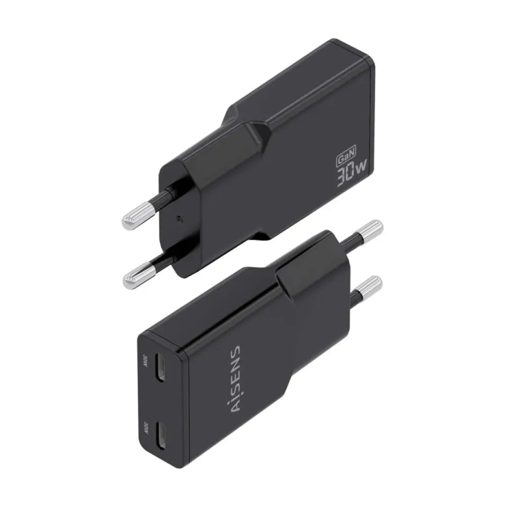 AISENS ASCH-30W2P049-BK cargador de dispositivo móvil Cámara digital. MP3. MP4. Teléfono móvil. Navegante. Portátil. Consola de juegos portátil. Smartphone. Tableta. Universal Negro Corriente alterna Carga rápida Interior - detalle