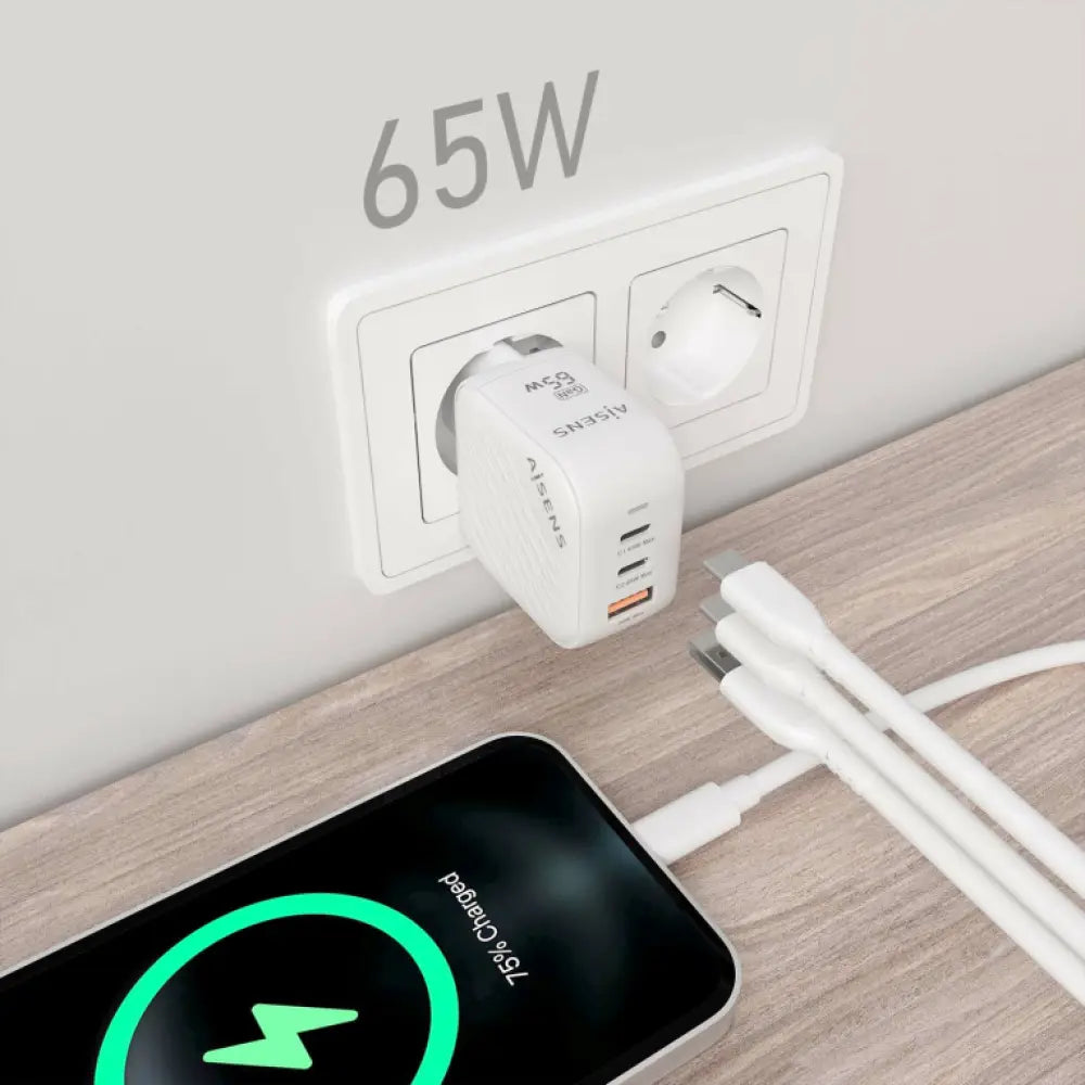 AISENS ASCH-65W3P026-W cargador de dispositivo móvil Universal Corriente alterna Carga rápida Interior - detalle