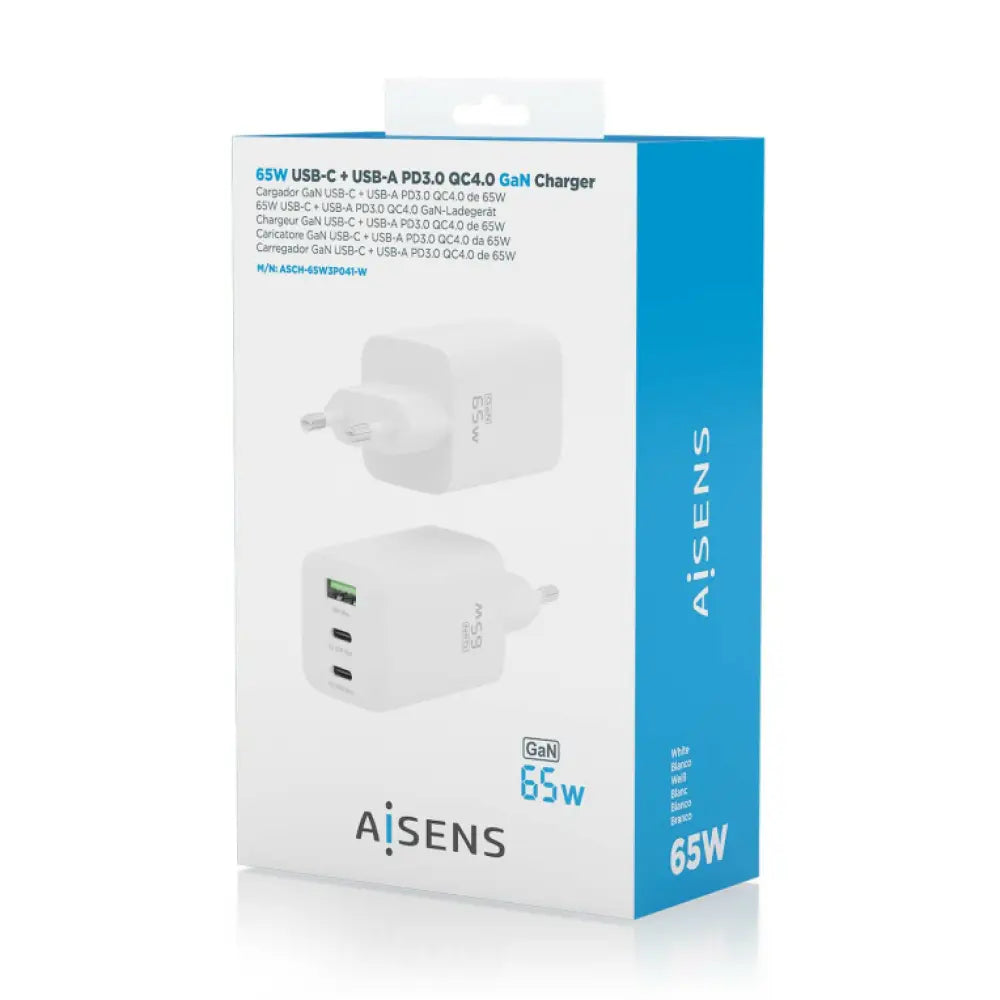 AISENS ASCH-65W3P041-W cargador de dispositivo móvil Universal Corriente alterna Carga rápida Interior - detalle