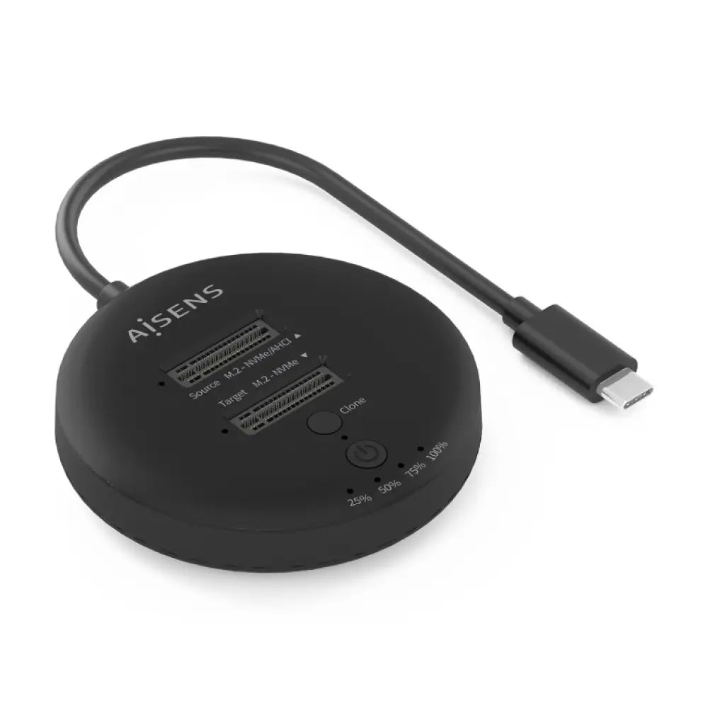 Base de conexión AISENS ASDS-2M2N05-BK para discos duros USB 3.2 Gen 2, con doble bahía NVMe en color negro