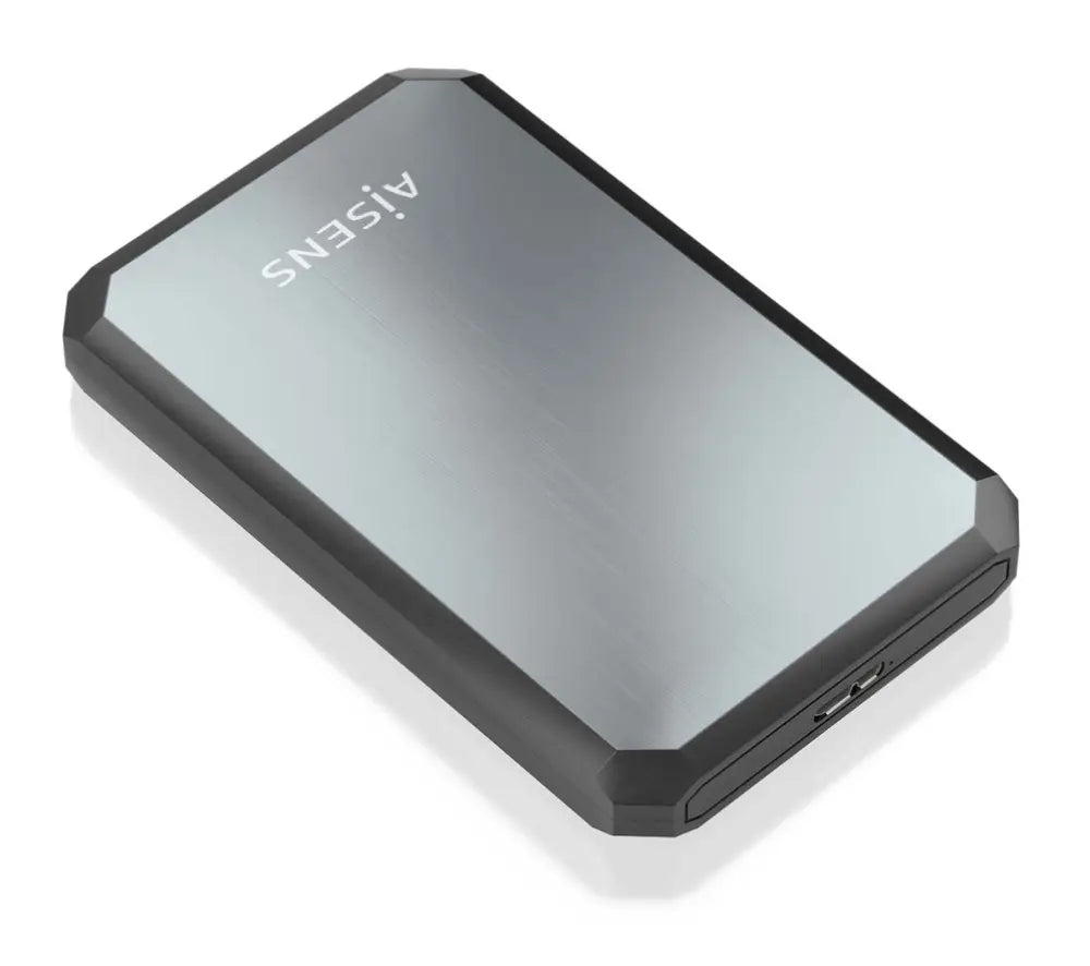 Carcasa para disco duro externo AISENS ASE-2529B en color negro y gris para discos SSD de 2.5 pulgadas, protección y almacenamiento portátil.