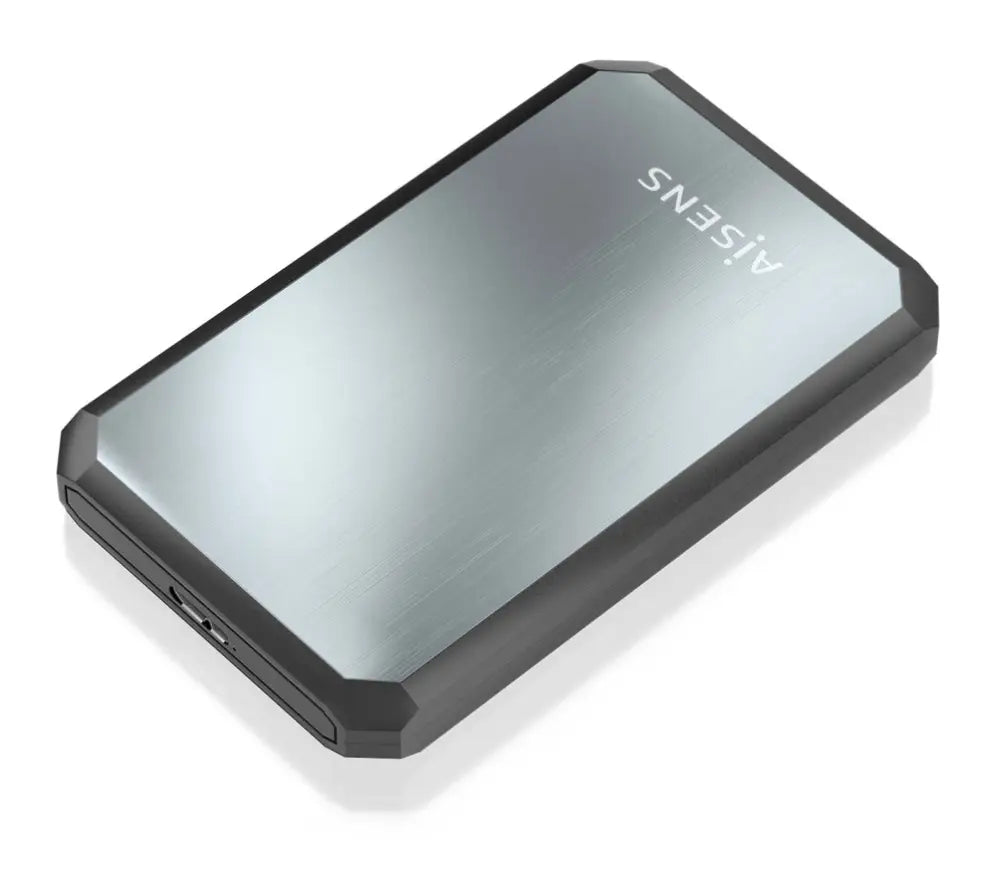 Carcasa negra y gris para disco duro externo o SSD de 2.5 pulgadas de la marca AISENS, protección y almacenamiento para discos.
