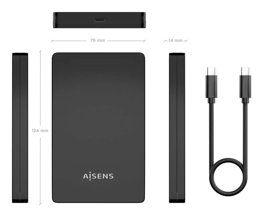AISENS ASE-2542B caja para disco duro externo Caja de disco duro (HDD) Negro 2.5" - detalle