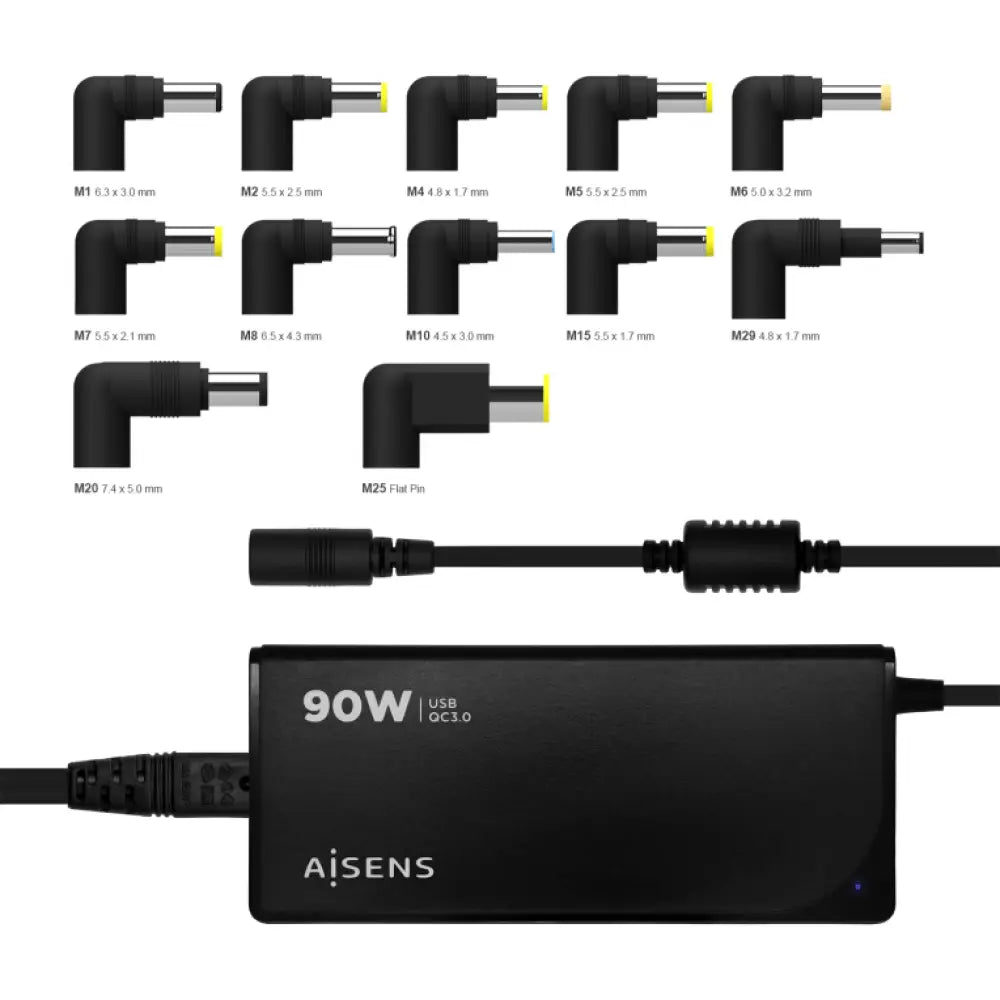 AISENS ASLC-90WAUTO-BK adaptador e inversor de corriente Interior 90 W Negro - detalle