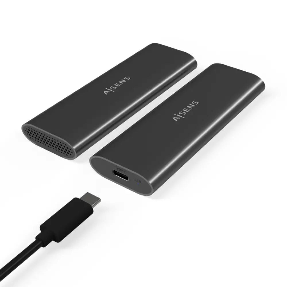 Carcasa externa AISENS ASM2-015GR para disco duro SSD M.2 en color gris, protección y conexión para unidad de estado sólido.