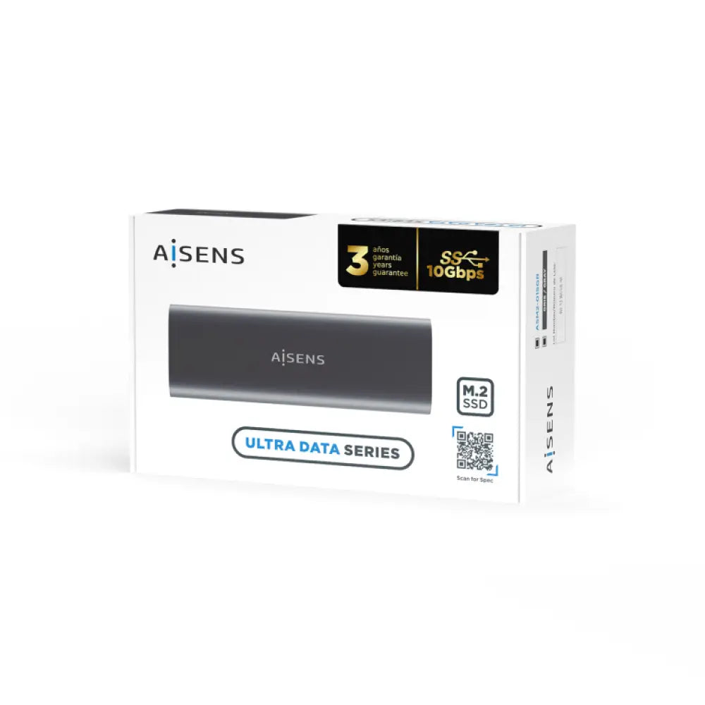 Carcasa externa para disco duro SSD AISENS ASM2-015GR en color gris, compatible con unidades M.2, protección y almacenamiento de datos.