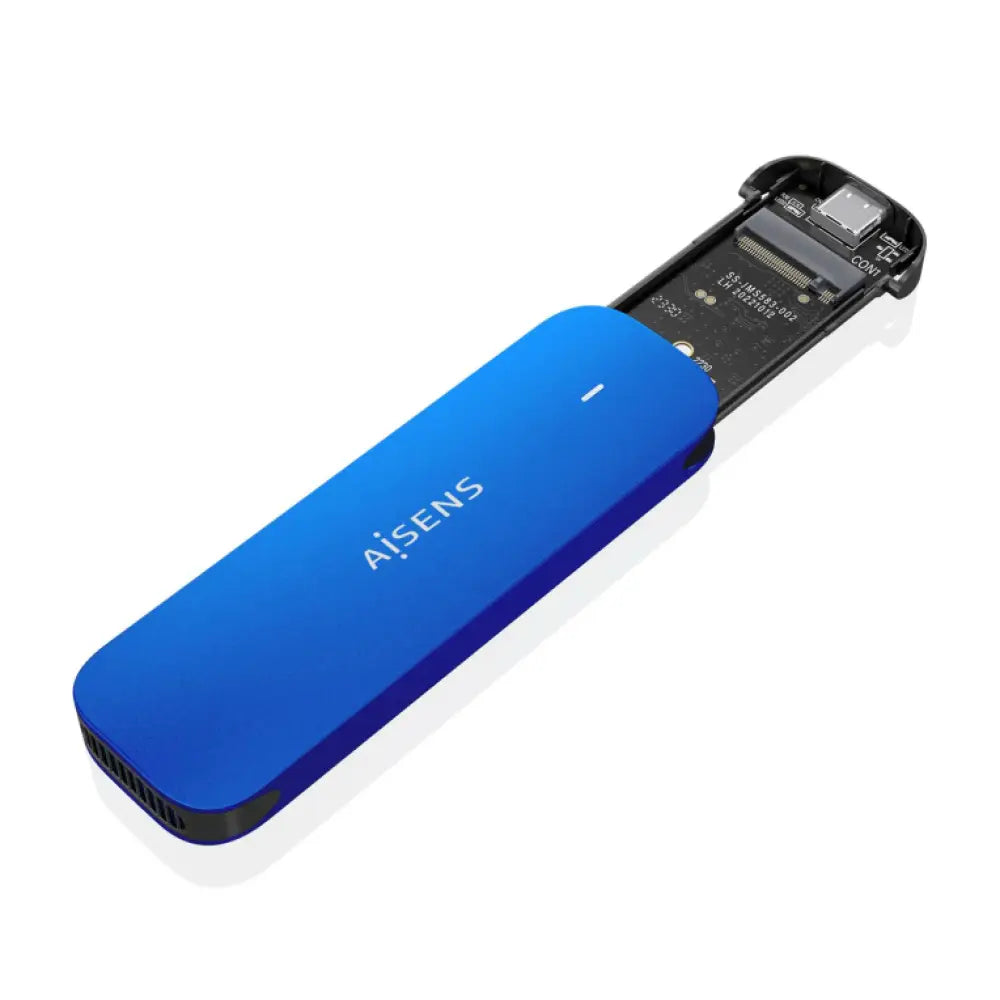 Carcasa externa para disco duro SSD AISENS ASM2-026BLU en color azul, para unidades M.2, protección y conectividad confiables