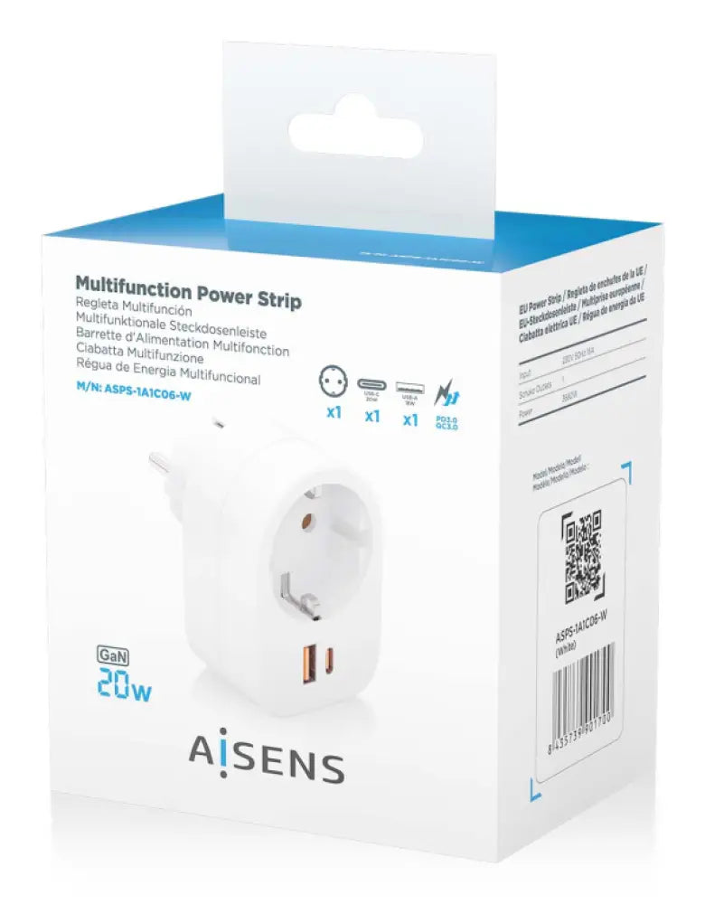 AISENS ASPS-1A1C06-W cargador de dispositivo móvil Universal Blanco Corriente alterna Carga rápida Interior - detalle
