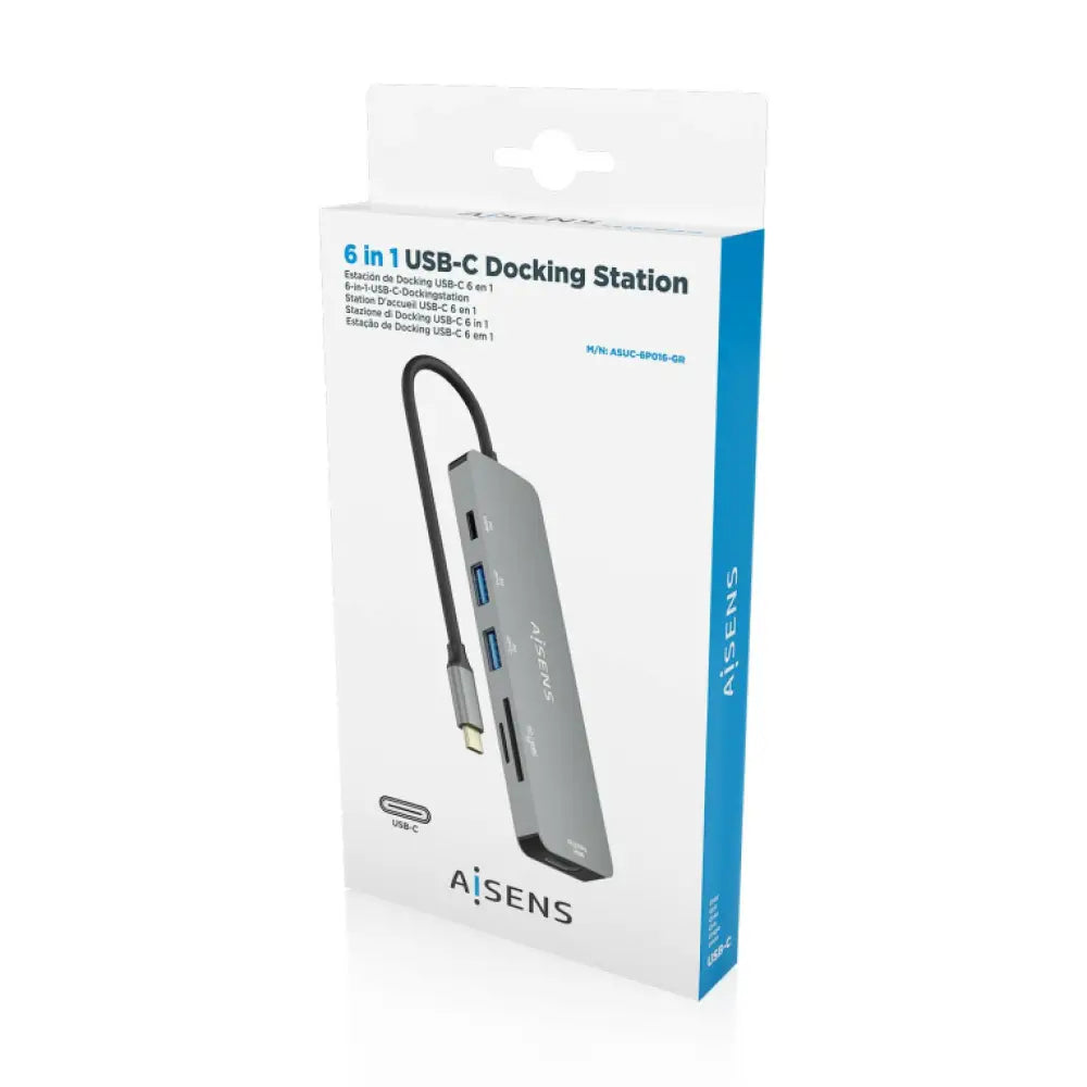 AISENS ASUC-6P016-GR base para portátil y replicador de puertos Alámbrico USB 3.2 Gen 1 (3.1 Gen 1) Type-C - detalle
