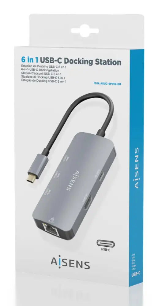 AISENS ASUC-6P019-GR base para portátil y replicador de puertos Alámbrico USB 3.2 Gen 1 (3.1 Gen 1) Type-C - detalle