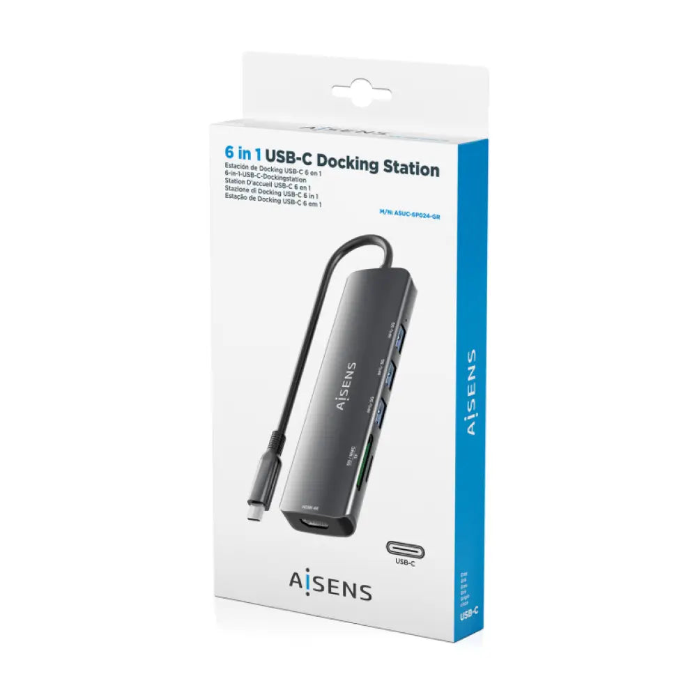 AISENS ASUC-6P024-GR base para portátil y replicador de puertos Alámbrico USB 3.2 Gen 1 (3.1 Gen 1) Type-C - detalle